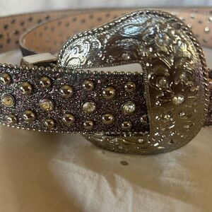 Elegant Silver and Purple Studded Belt.